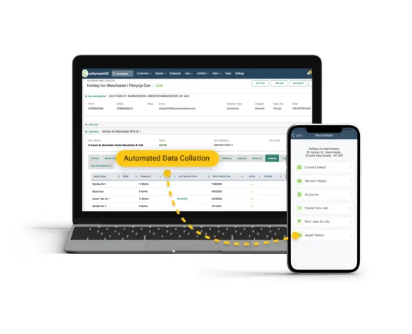 Asset records screen with the ServiceJobs app